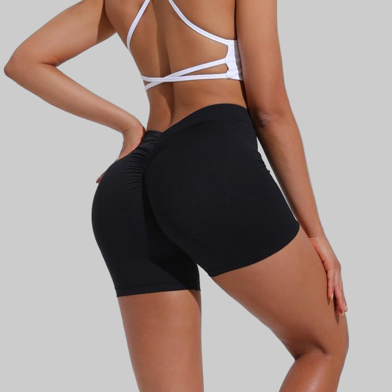 High-Waist Ribbed Workout Shorts