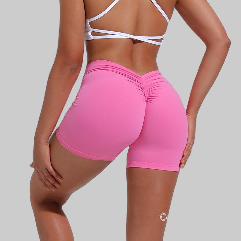 High-Waist Ribbed Workout Shorts